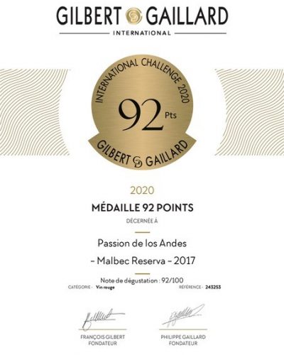 Médaille d'or Reserva 2017